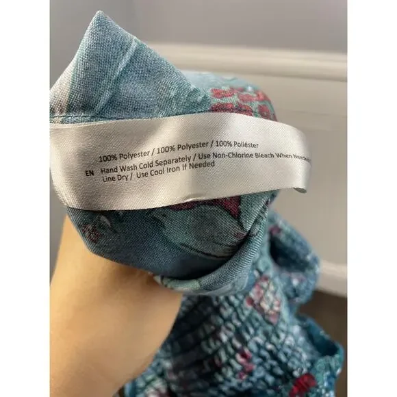 Band of the Free, Size Small, Teal Floral Paisley One-Shoulder Maxi Dress, EUC - Picture 7 of 8